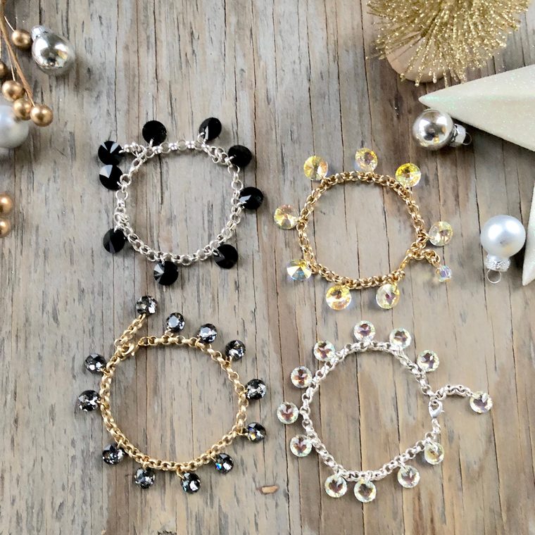 Multi-Drop Swarovski Rivoli Crystal Bracelet NEW