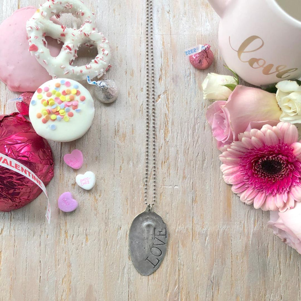 LOVE Stamped Spoon Necklace