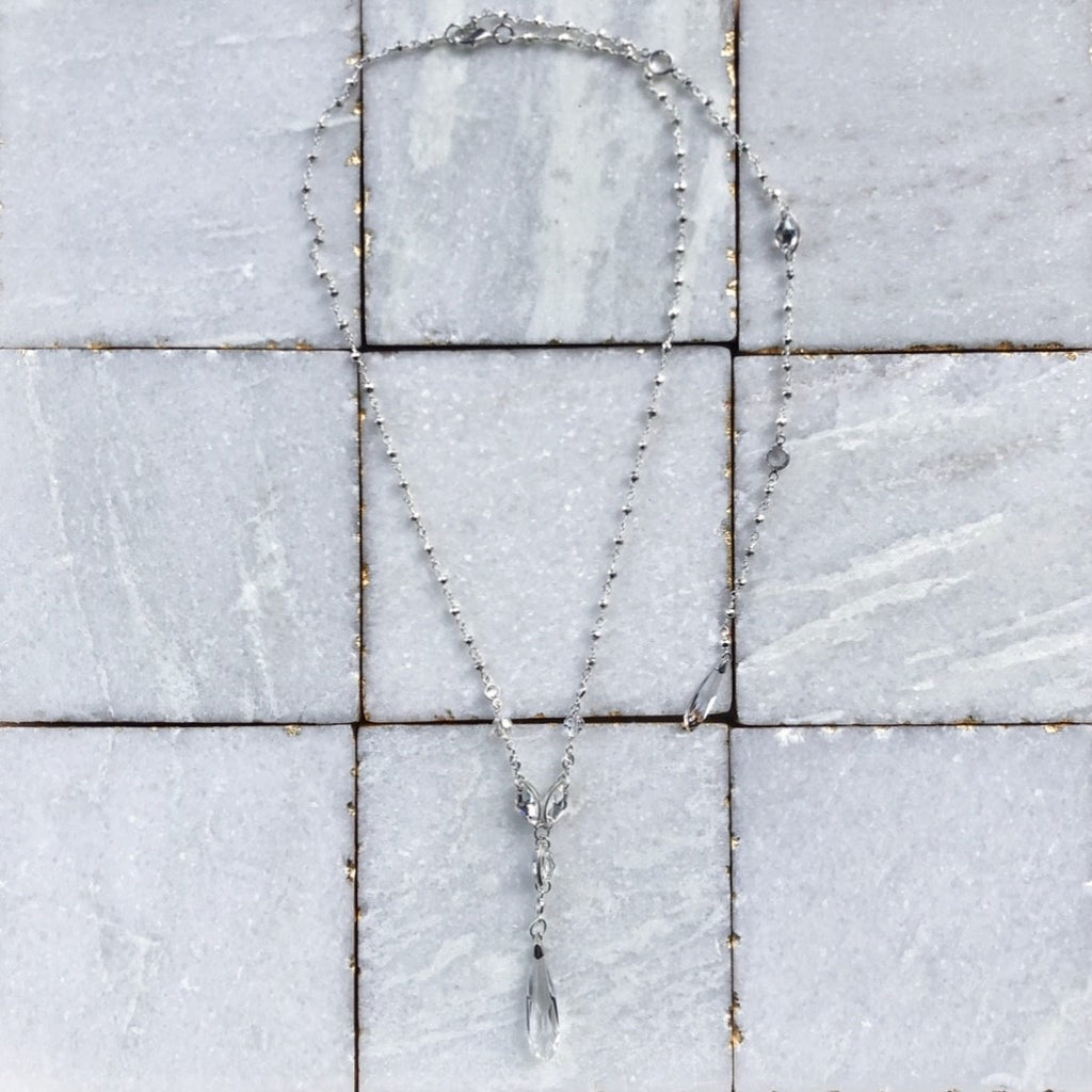 Bridal Swarovski Crystal Long Back Drop Necklace  NEW
