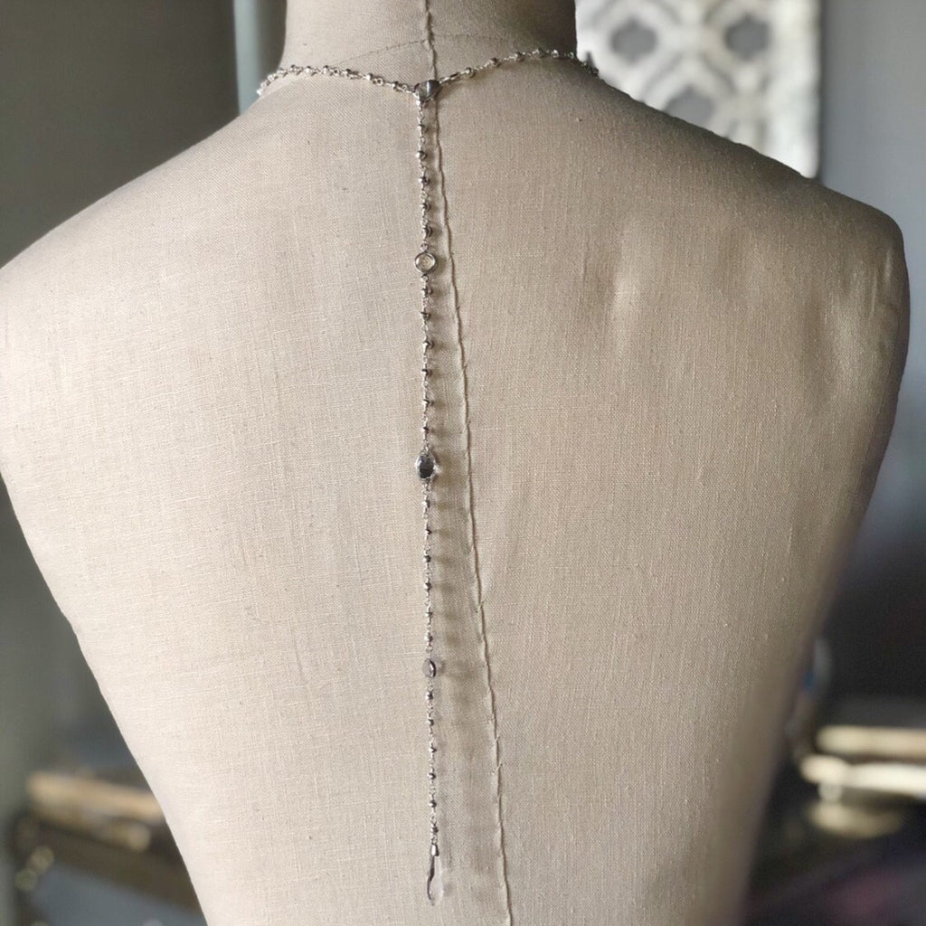 Bridal Swarovski Crystal Long Back Drop Necklace  NEW