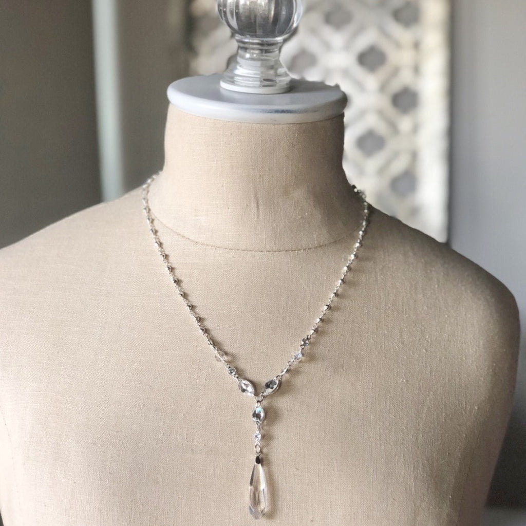 Bridal Swarovski Crystal Long Back Drop Necklace  NEW