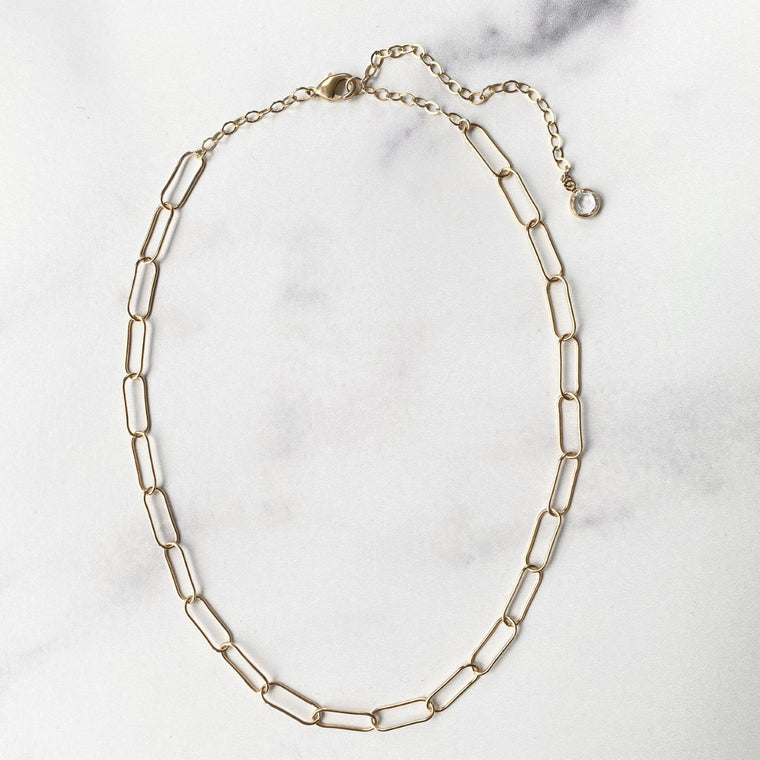 Gold-filled Paper Clip Chain Choker  NEW