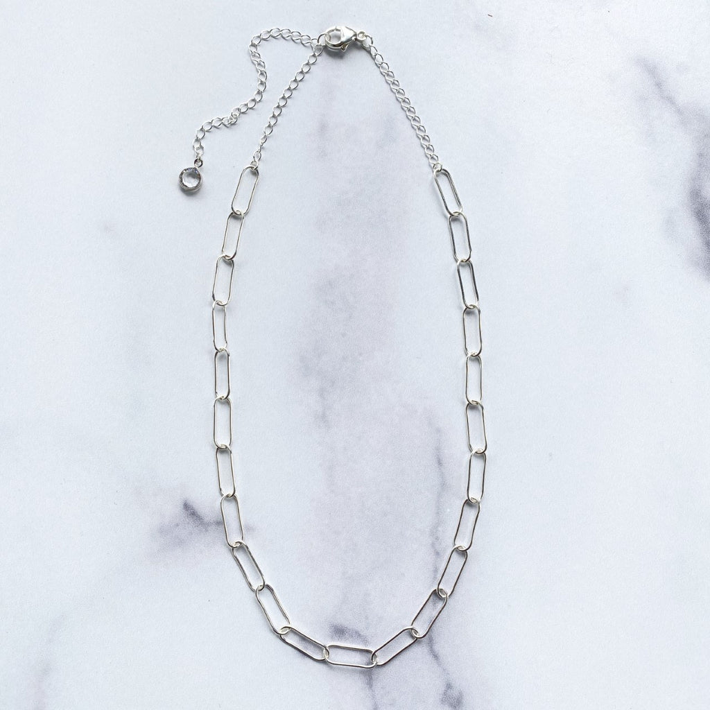 Sterling Silver Paper Clip Chain Choker  NEW