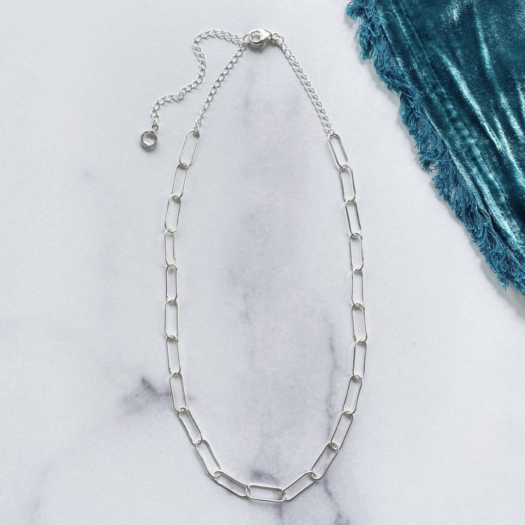 Sterling Silver Paper Clip Chain Choker  NEW