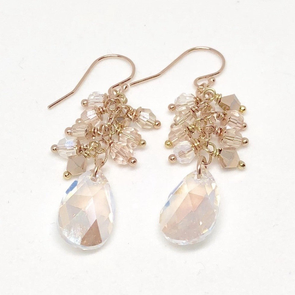 Tiny Sterling Silver and Crystal Hoop Drop Earrings – Penelopetom